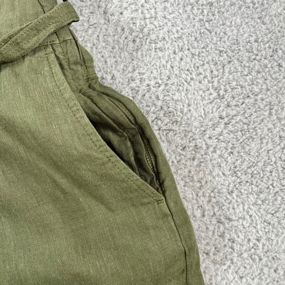 Wrap London Forest Green 100% Linen Belted Shorts Size US 16 NWT - Picture 13 of 16
